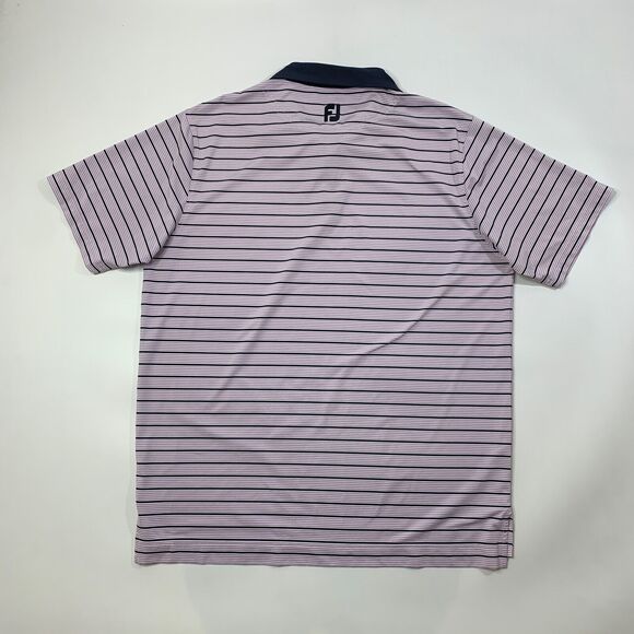 FJ FootJoy Shirt Mens XL Extra Large Thistle Navy Striped Golf Performance Polo - Picture 7 of 9